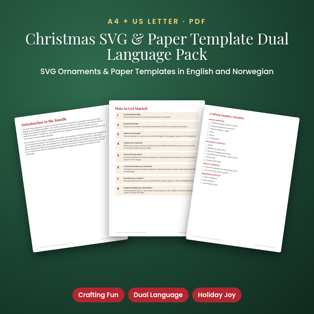 Christmas SVG &amp; Paper Template Dual Language Pack