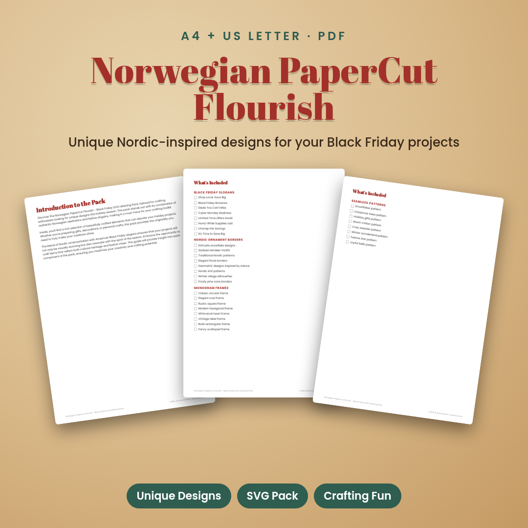 Norwegian PaperCut Flourish - Black Friday SVG Lettering Pack