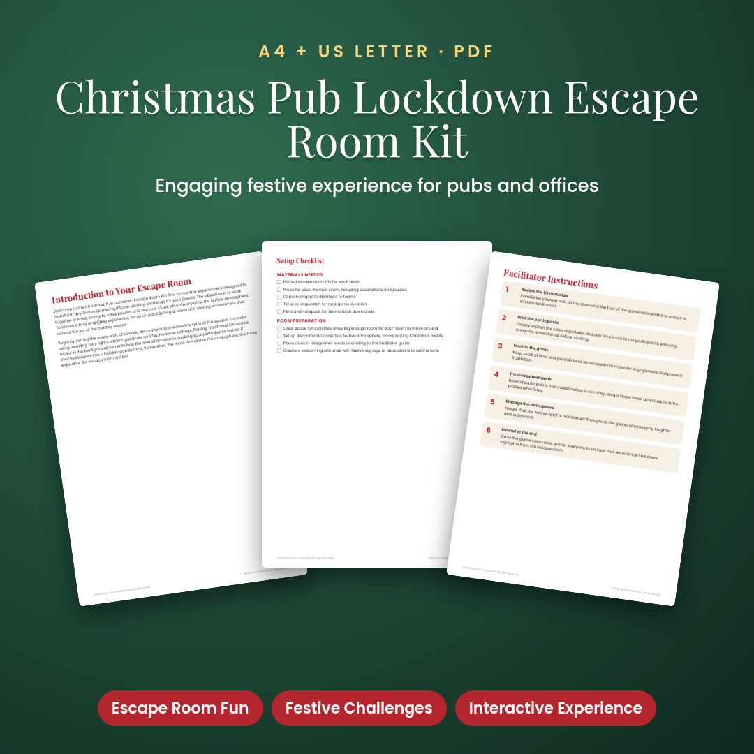 Christmas Pub Lockdown Escape Room Kit