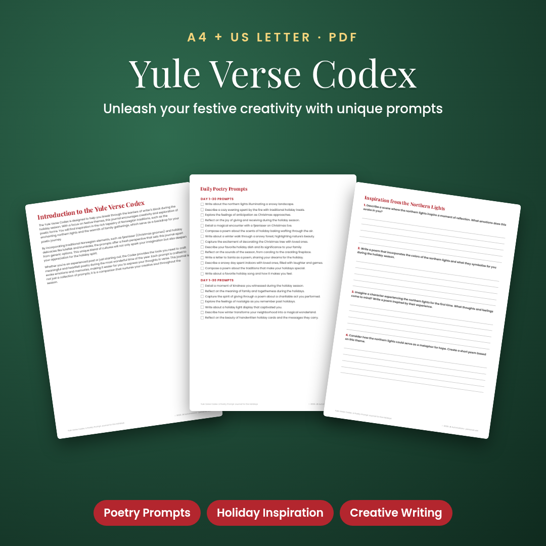 Yule Verse Codex: A Poetry Prompt Journal for the Holidays