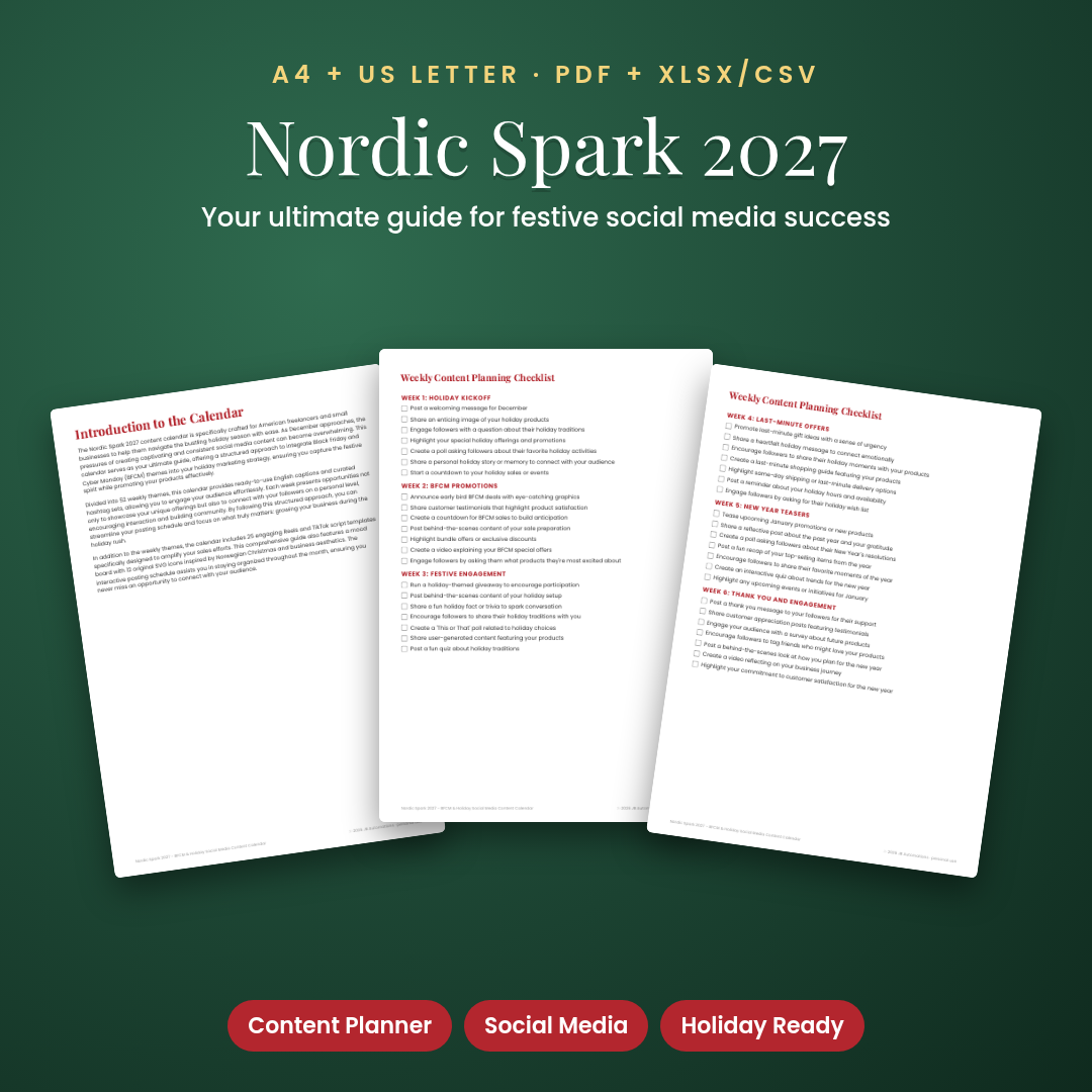 Nordic Spark 2027 - BFCM & Holiday Social Media Content Calendar