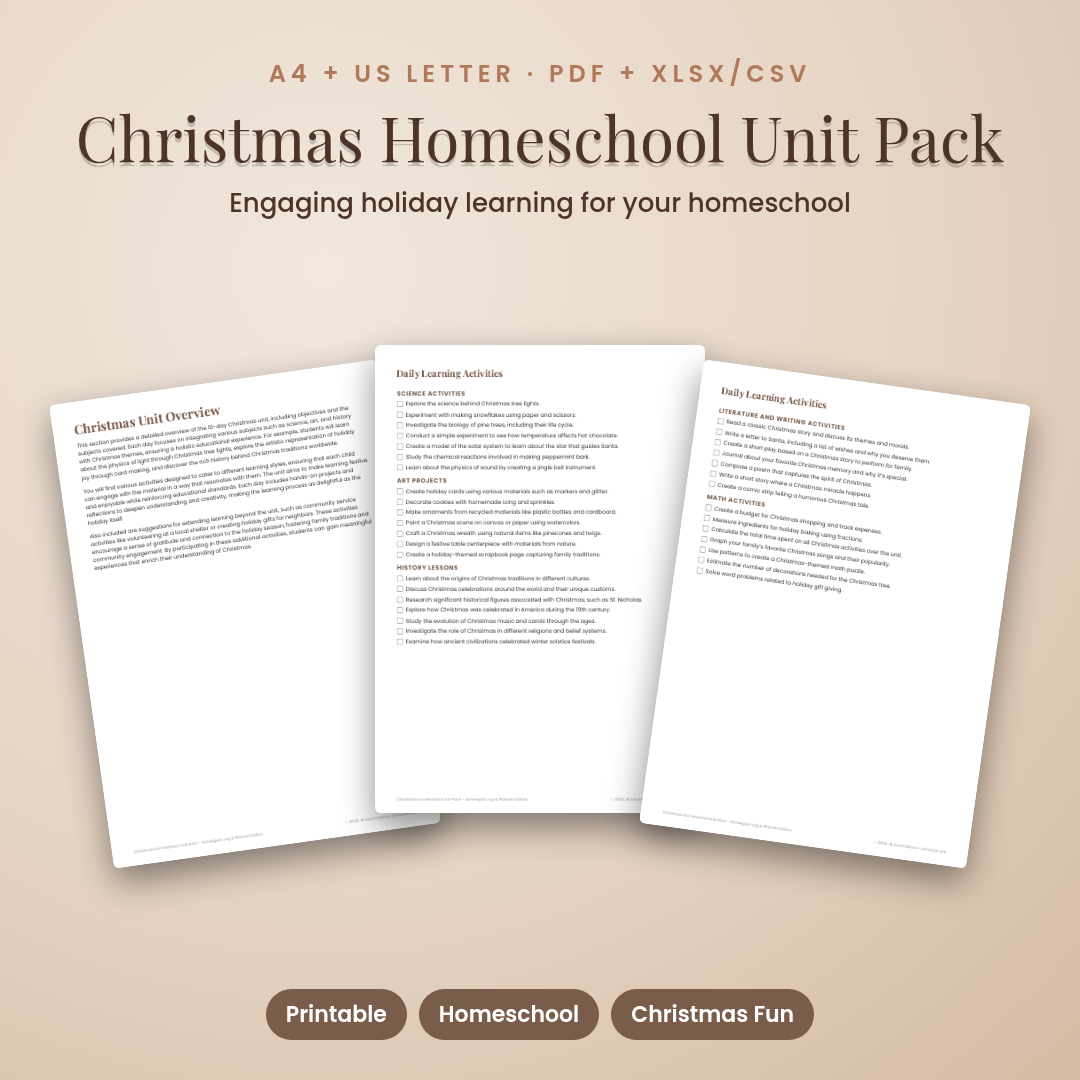 Christmas Homeschool Unit Pack - Norwegian Log & Planner Edition