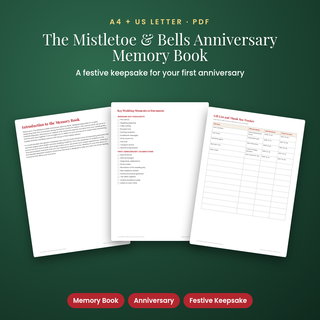 The Mistletoe & Bells Anniversary Memory Book