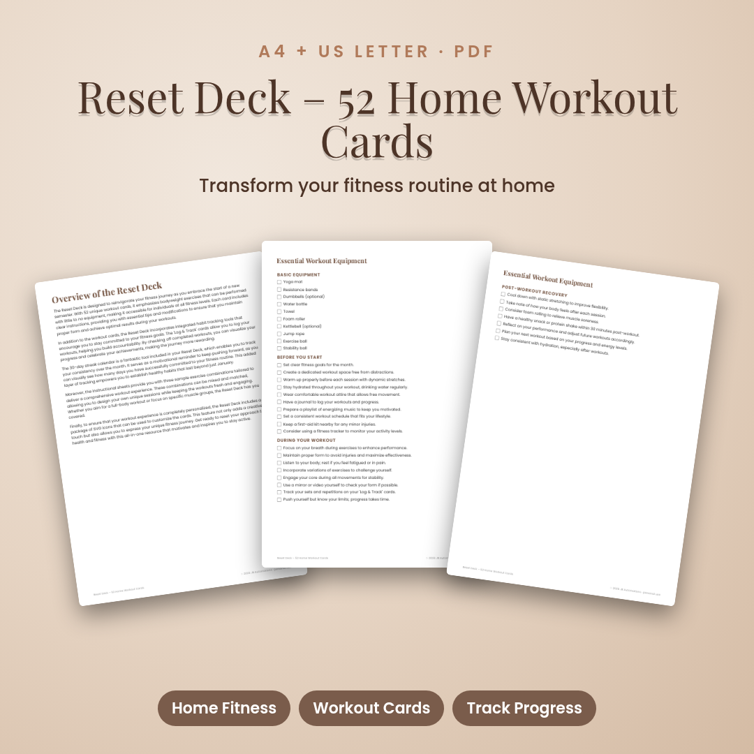 Reset Deck – 52 Home Workout Cards