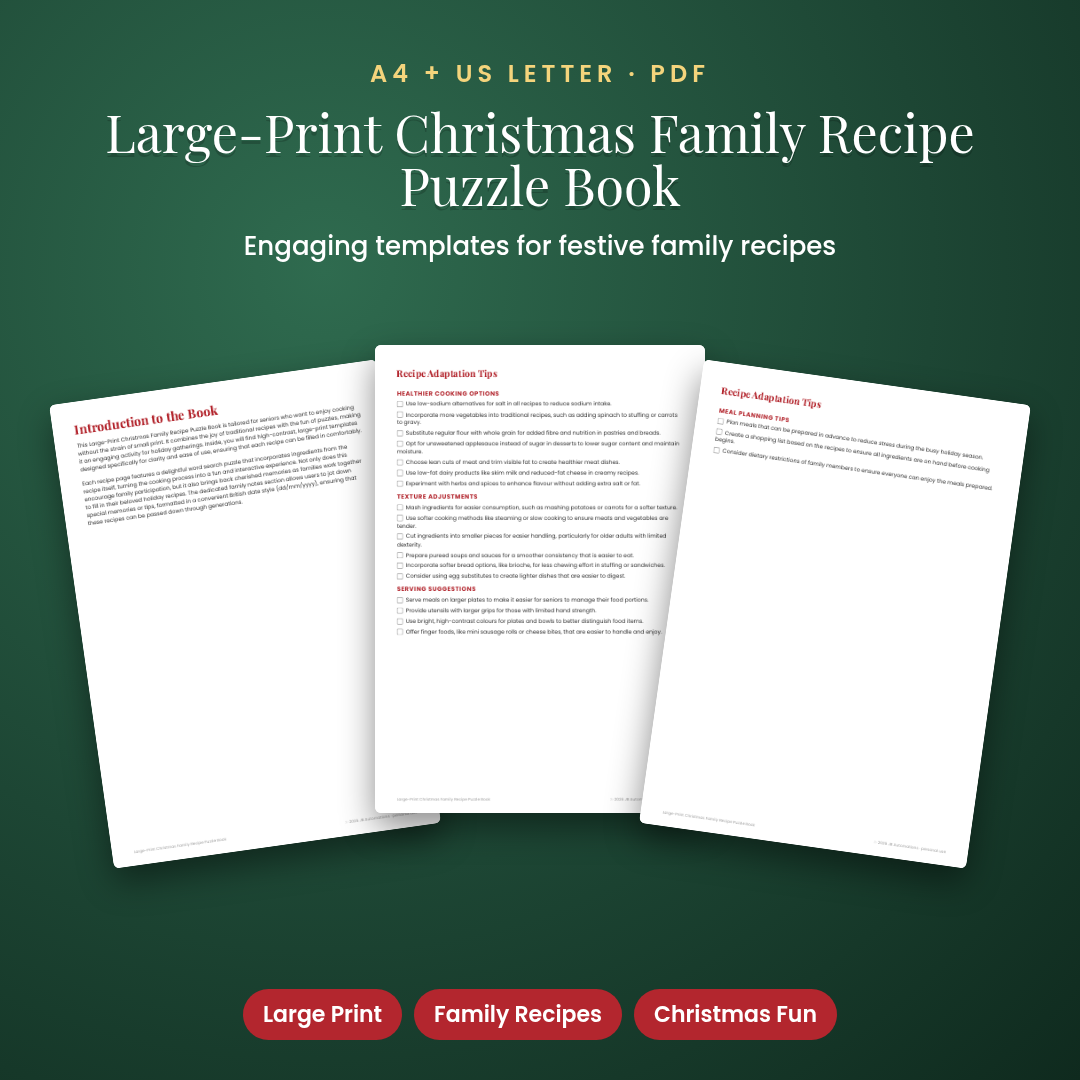 Large-Print Christmas Family Recipe Puzzle Book