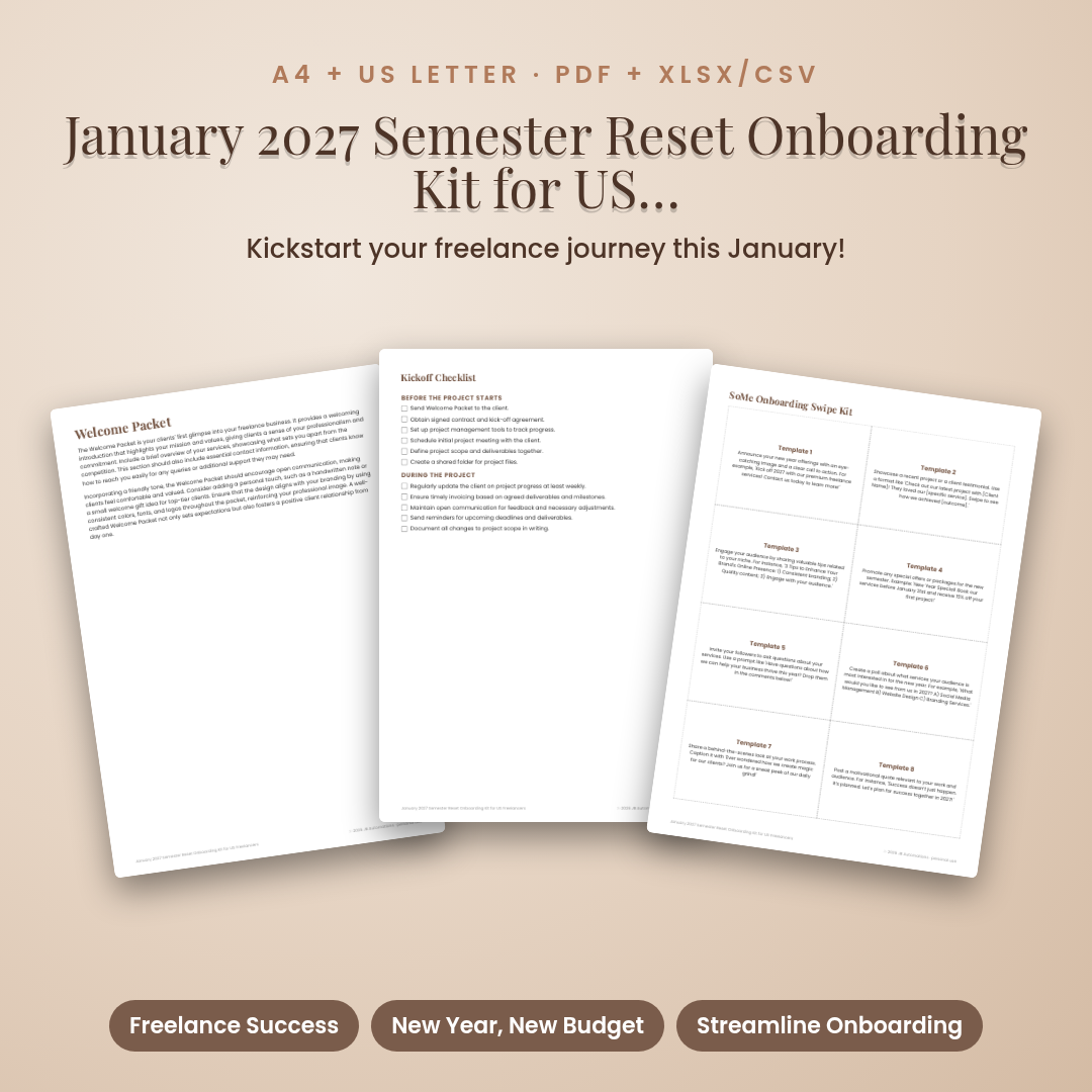 January 2027 Semester Reset Onboarding Kit for US Freelancers