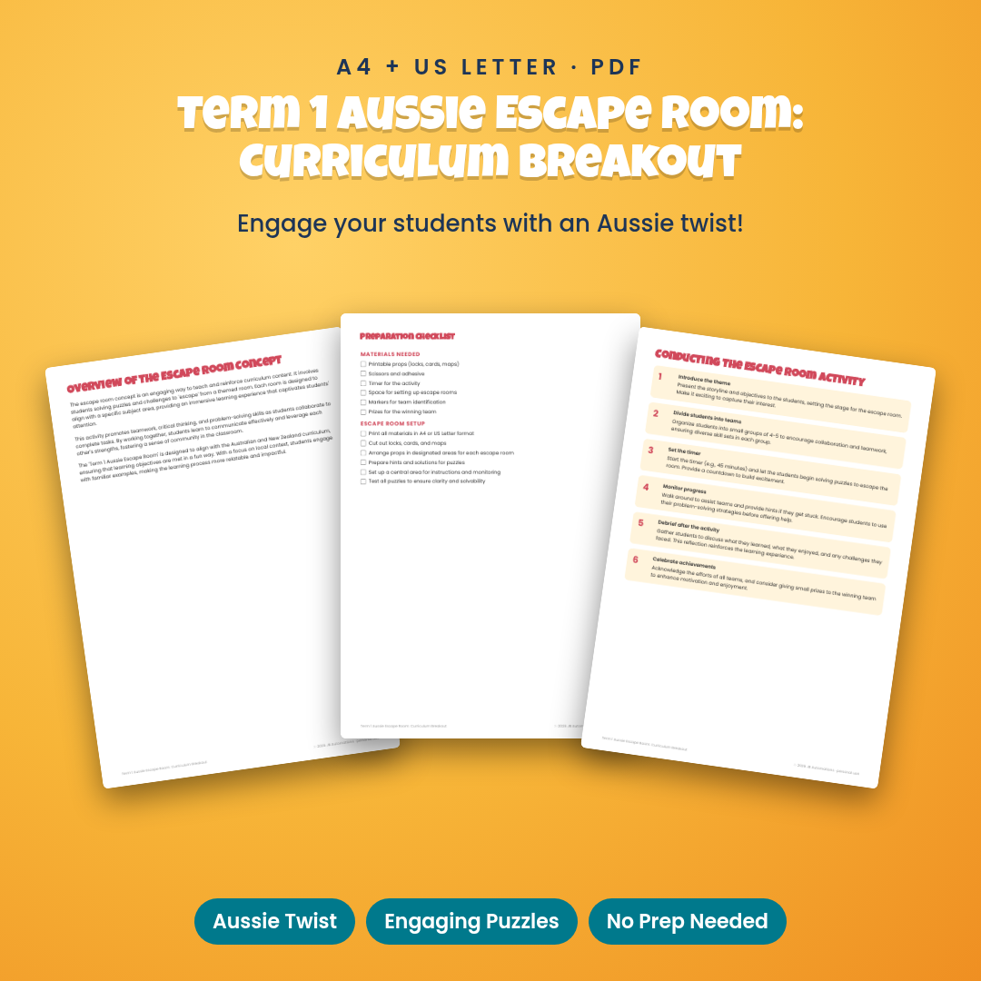 Term 1 Aussie Escape Room: Curriculum Breakout