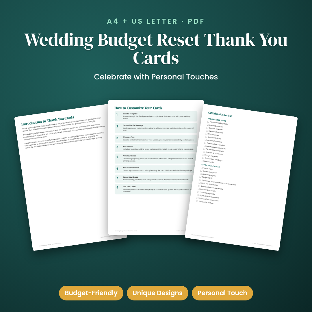 Wedding Budget Reset Thank You Cards