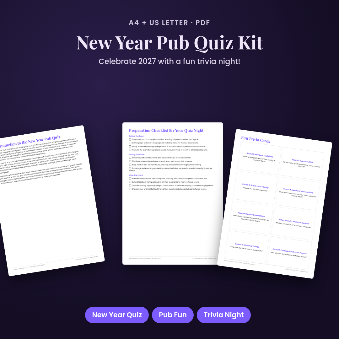 New Year Pub Quiz Kit – Landlord’s Last Round 2027