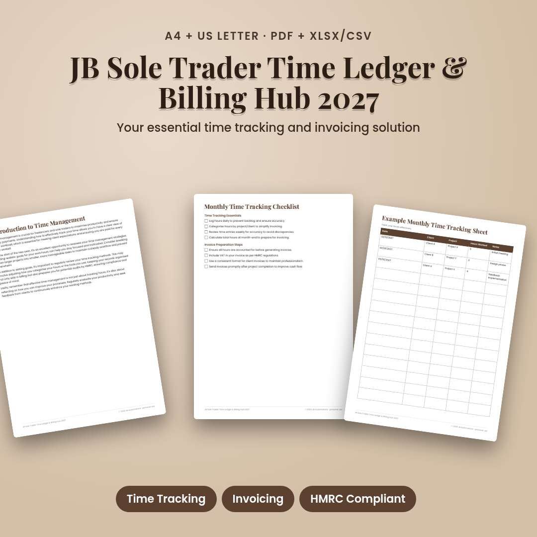 JB Sole Trader Time Ledger & Billing Hub 2027