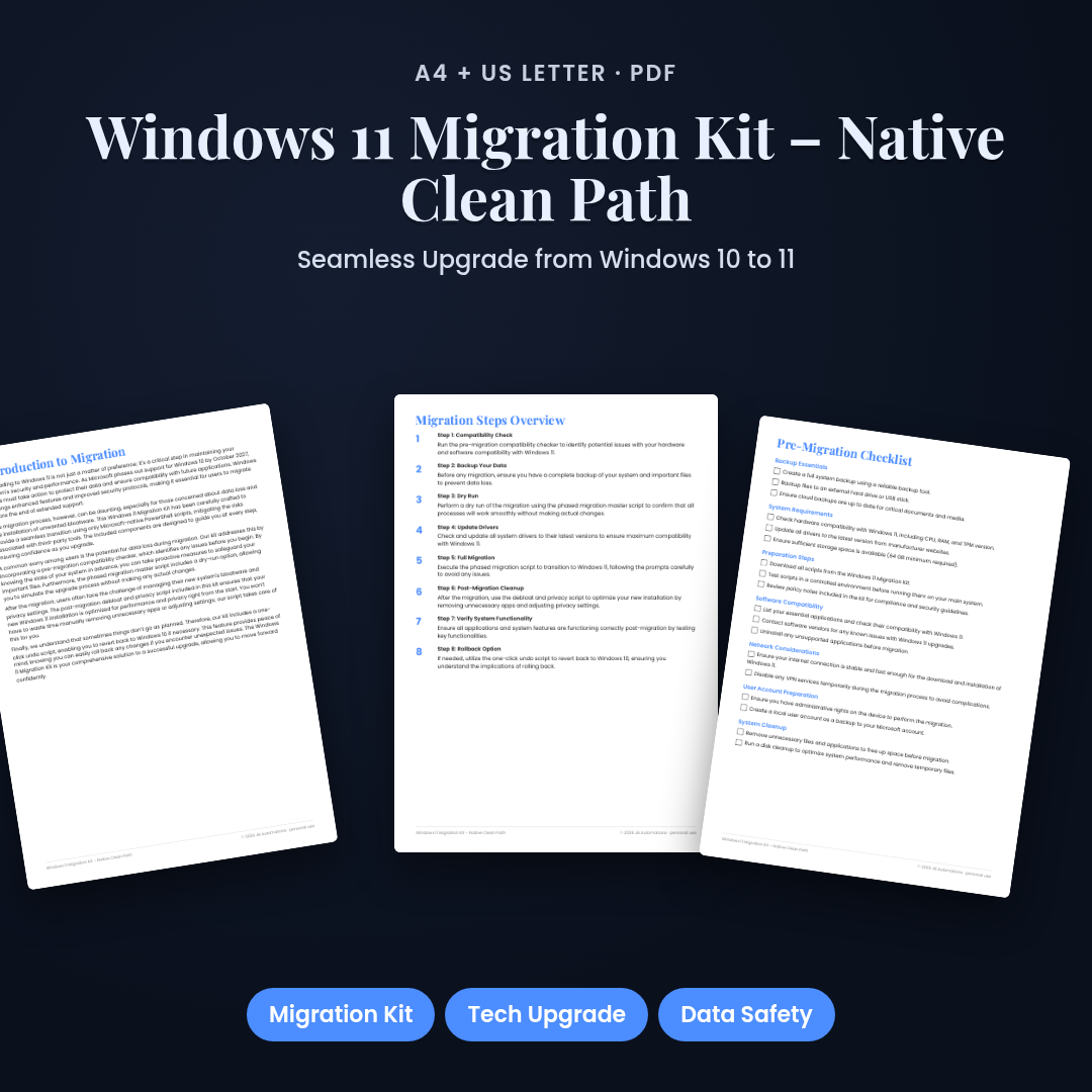 Windows 11 Migration Kit – Native Clean Path