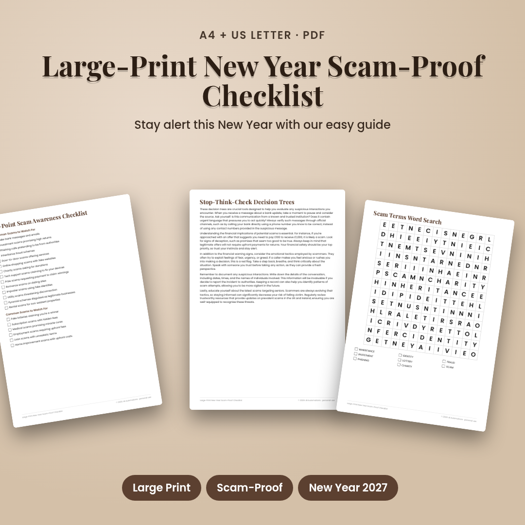 Large-Print New Year Scam-Proof Checklist
