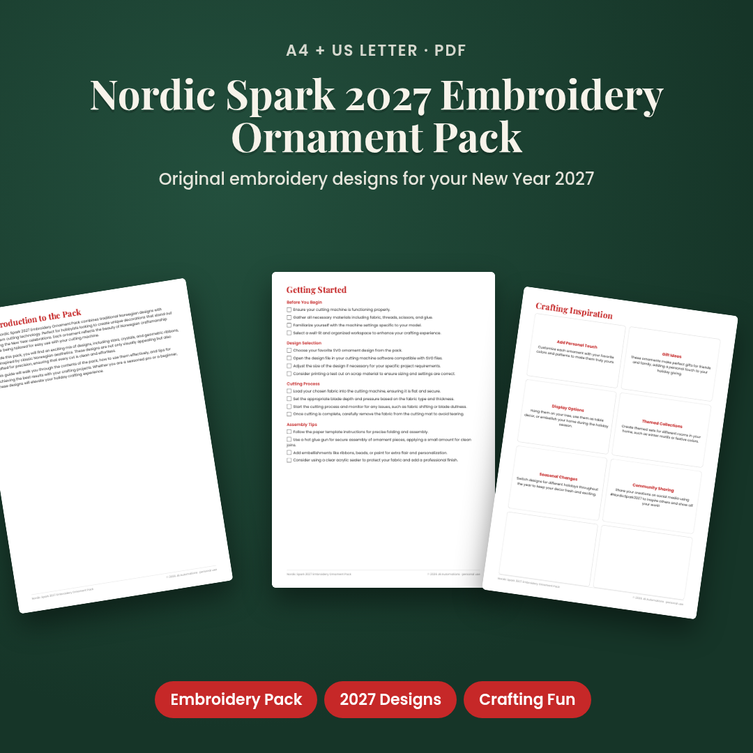 Nordic Spark 2027 Embroidery Ornament Pack