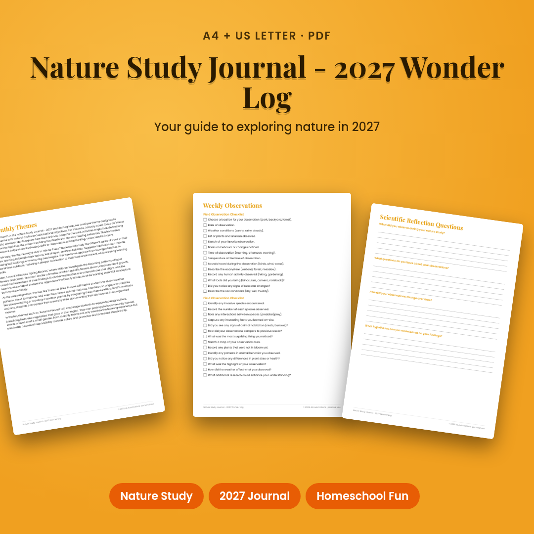 Nature Study Journal - 2027 Wonder Log