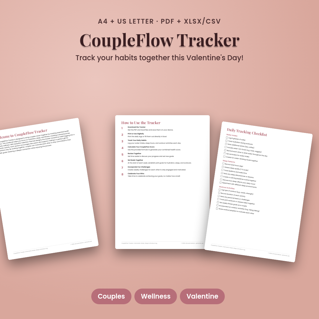 CoupleFlow Tracker: A Romantic Water, Sleep & Workout Log
