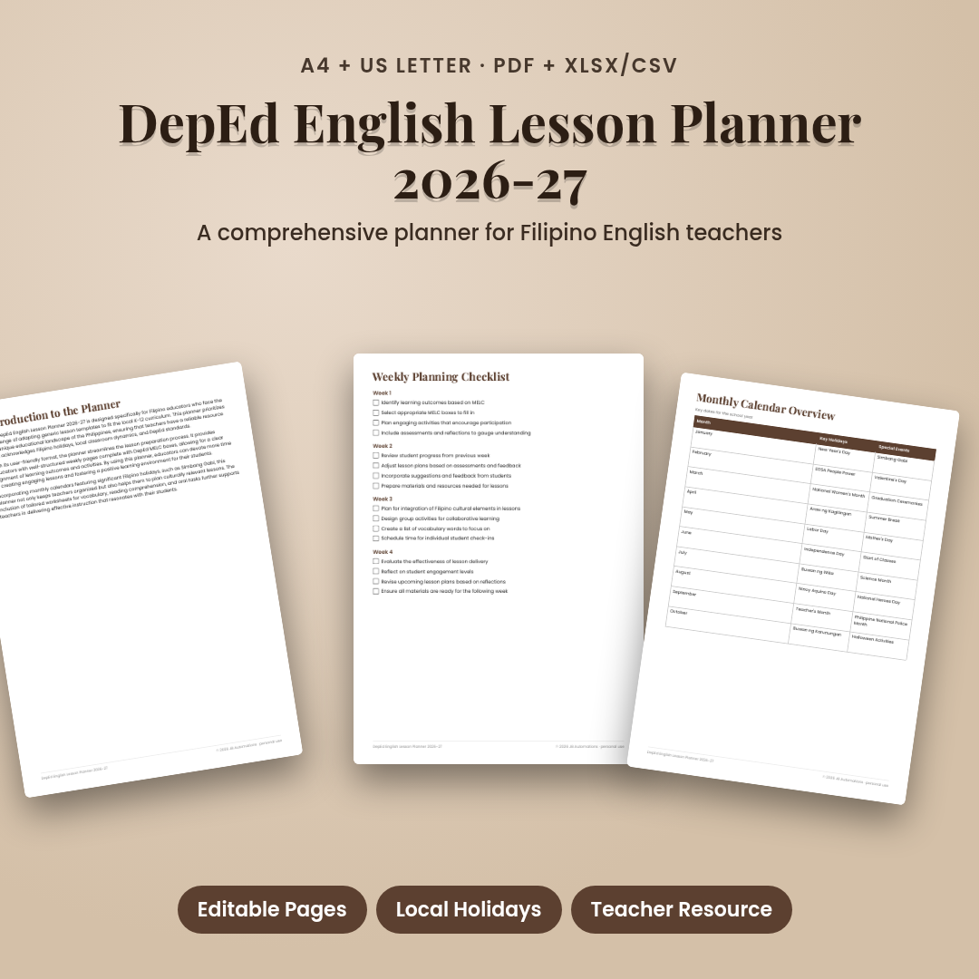 DepEd English Lesson Planner 2026-27