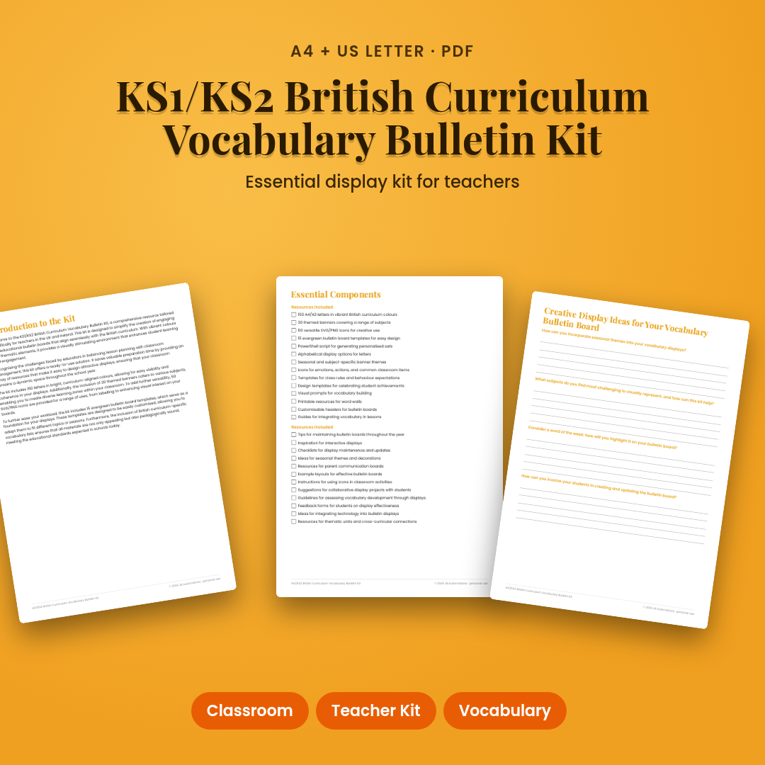 KS1/KS2 British Curriculum Vocabulary Bulletin Kit