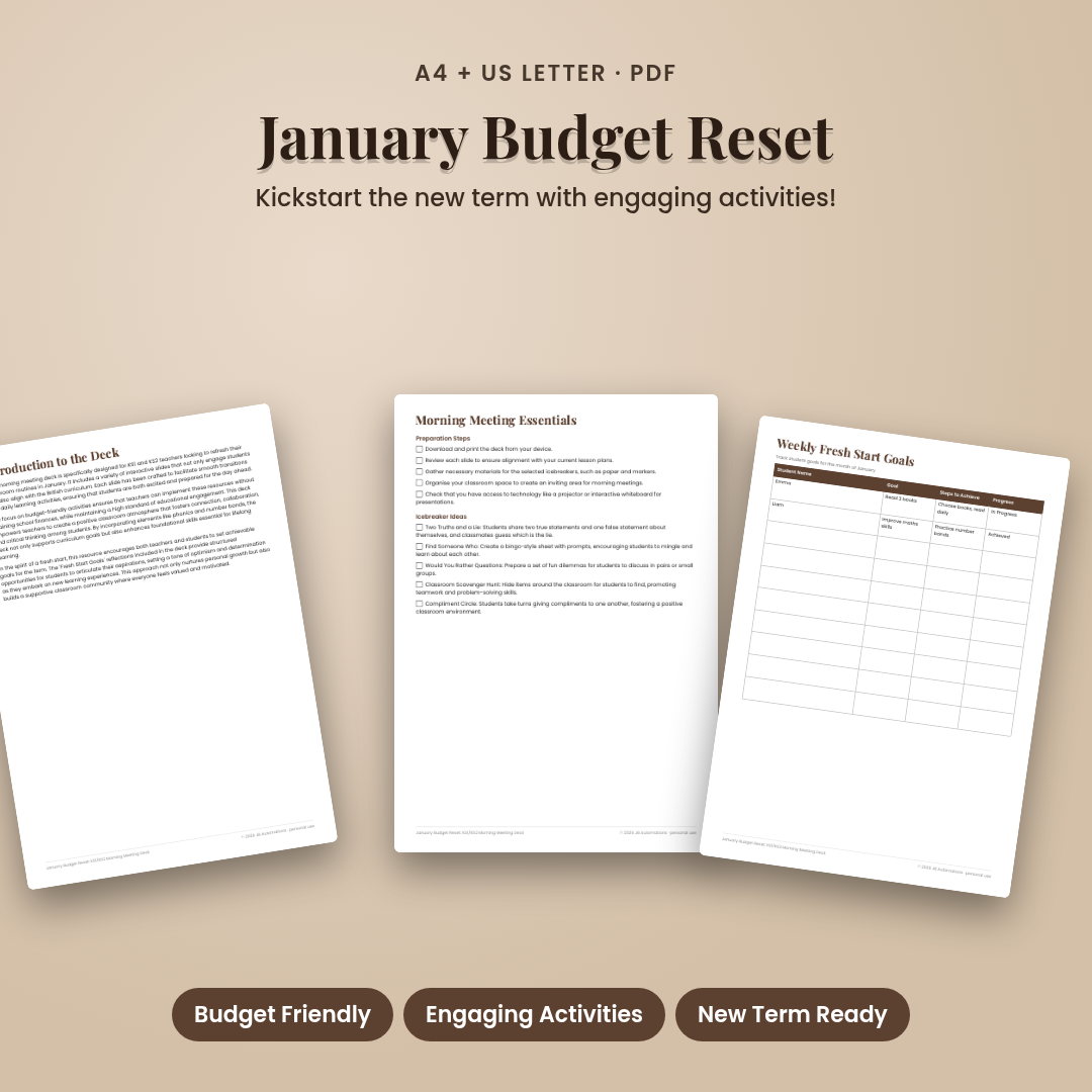 January Budget Reset: KS1/KS2 Morning Meeting Deck