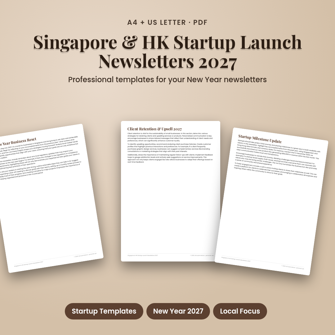 Singapore & HK Startup Launch Newsletters 2027