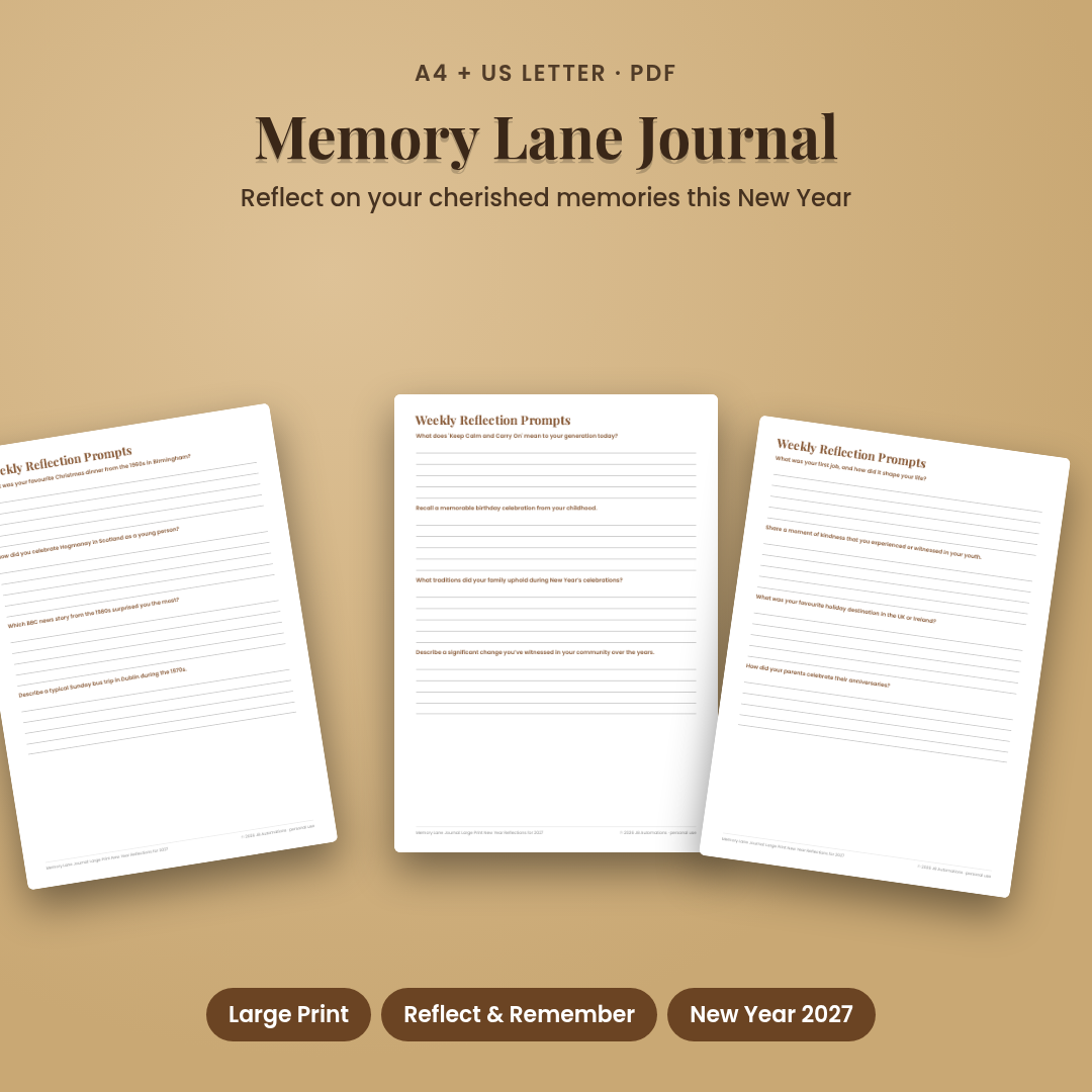 Memory Lane Journal: Large Print New Year Reflections for 2027
