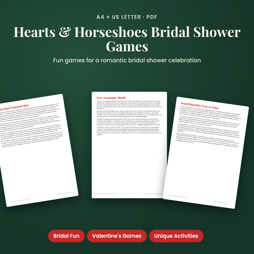 Hearts &amp; Horseshoes Bridal Shower Games