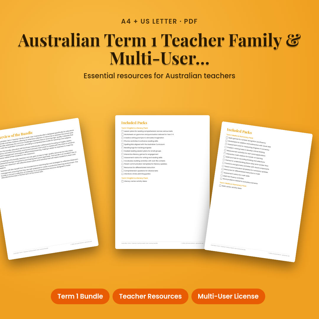 Australian Term 1 Teacher Family &amp; Multi-User License Bundle
