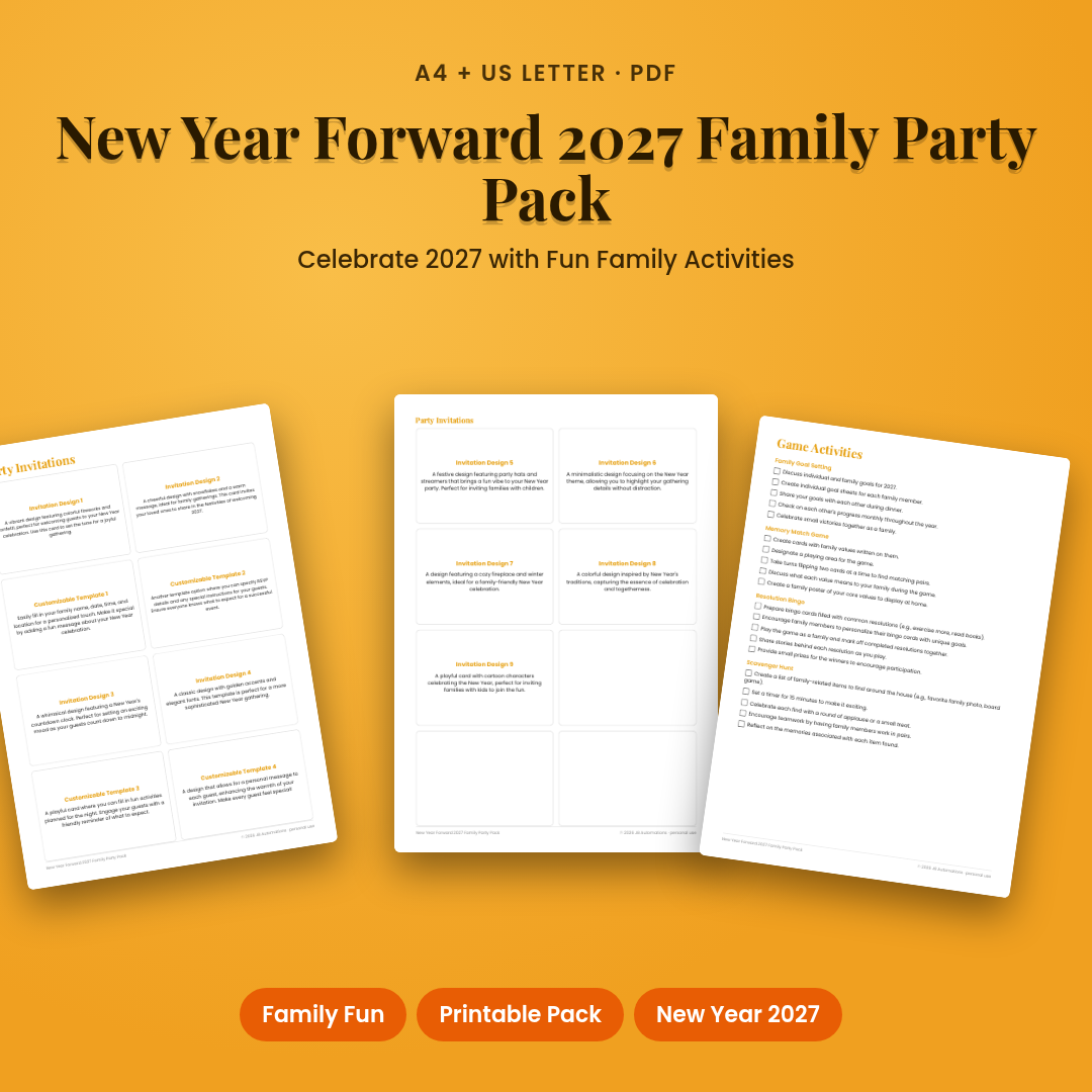 New Year Forward 2027 Family Party Pack