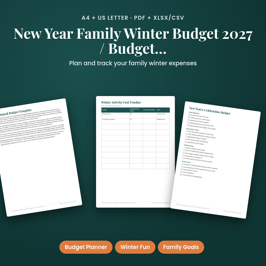 New Year Family Winter Budget 2027 / Budget Familial Hiver Nouvel An 2027