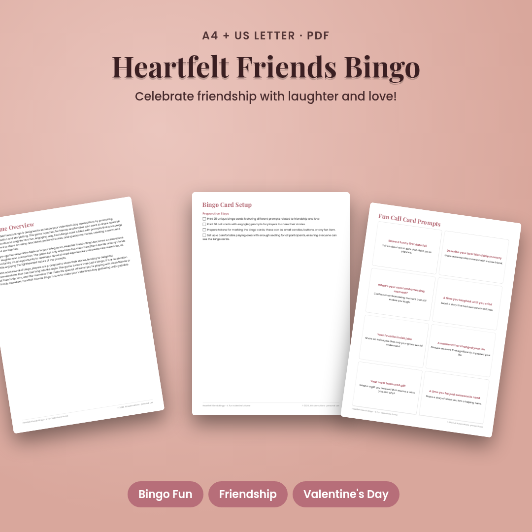 Heartfelt Friends Bingo - A Fun Valentine's Game