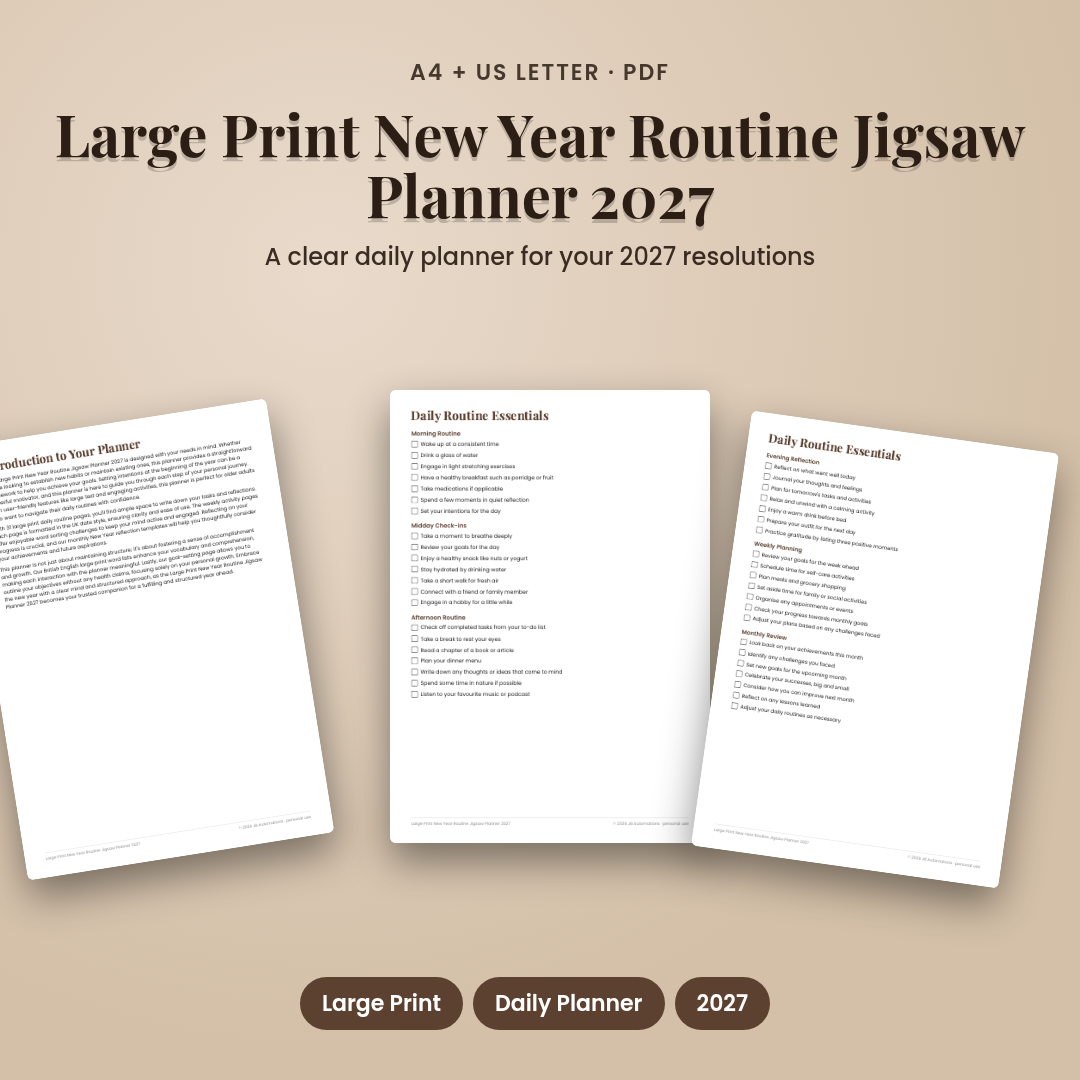 Large Print New Year Routine Jigsaw Planner 2027