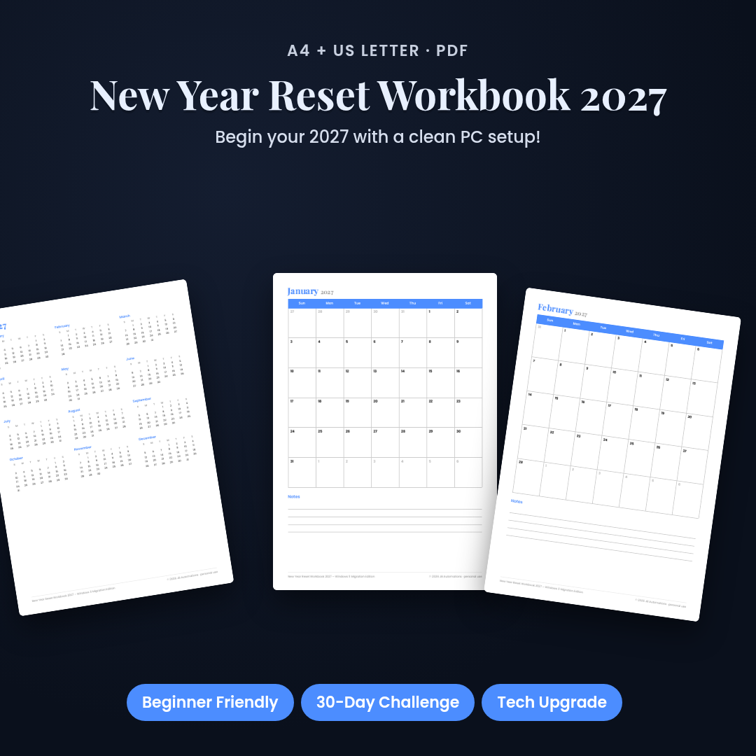 New Year Reset Workbook 2027 – Windows 11 Migration Edition