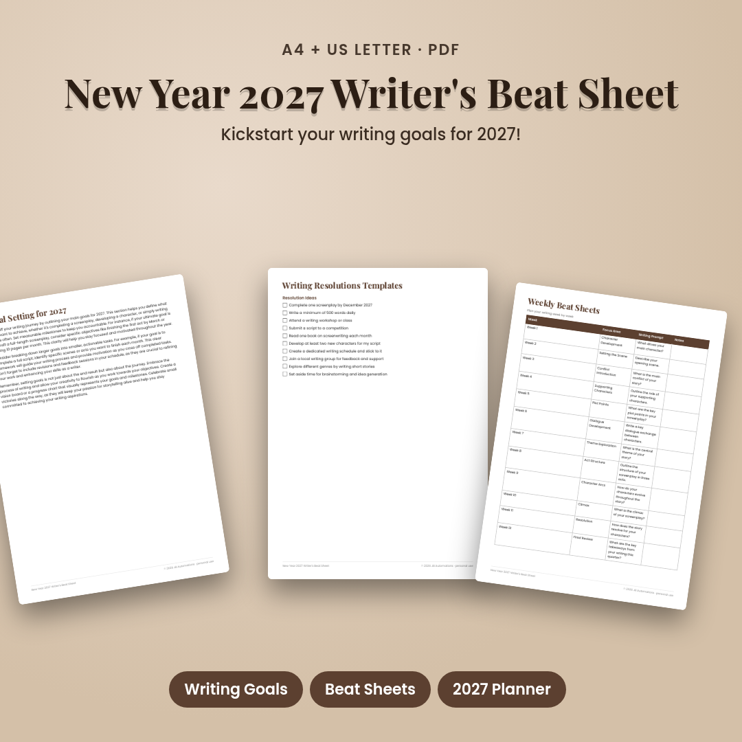 New Year 2027 Writer's Beat Sheet