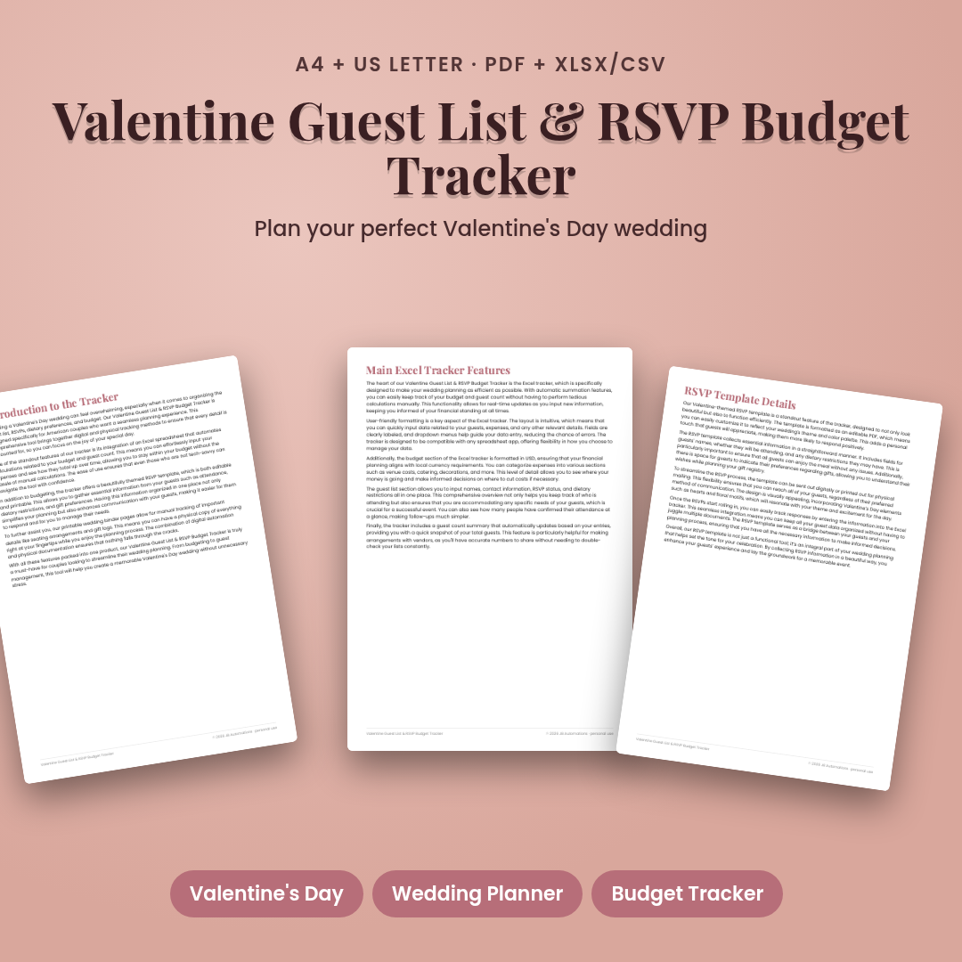 Valentine Guest List &amp; RSVP Budget Tracker