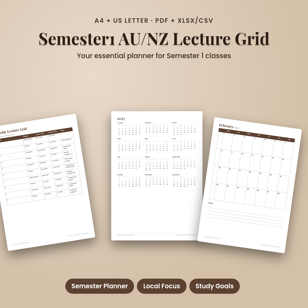 Semester1 AU/NZ Lecture Grid