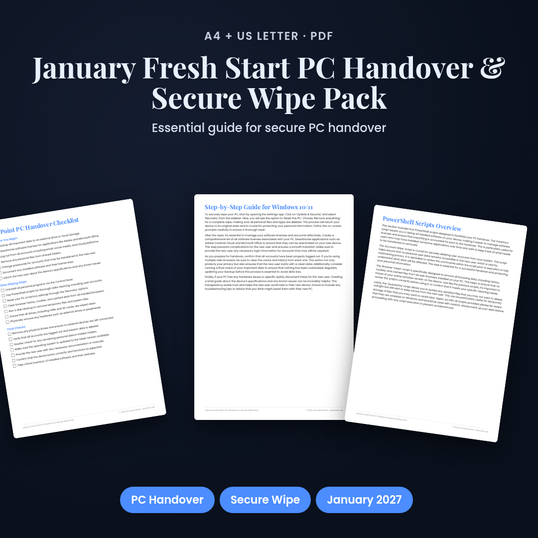 January Fresh Start PC Handover & Secure Wipe Pack