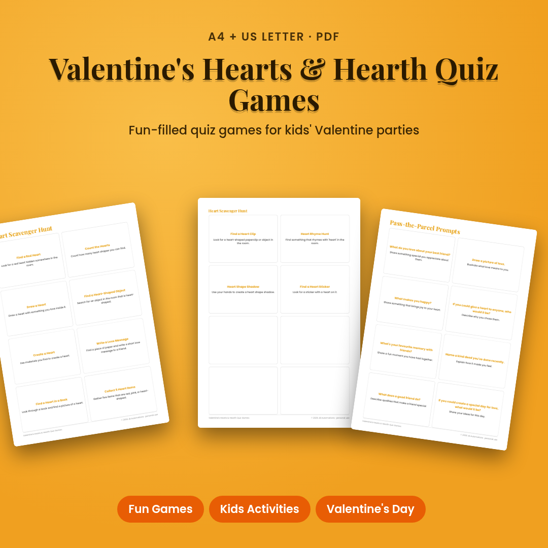 Valentine's Hearts & Hearth Quiz Games