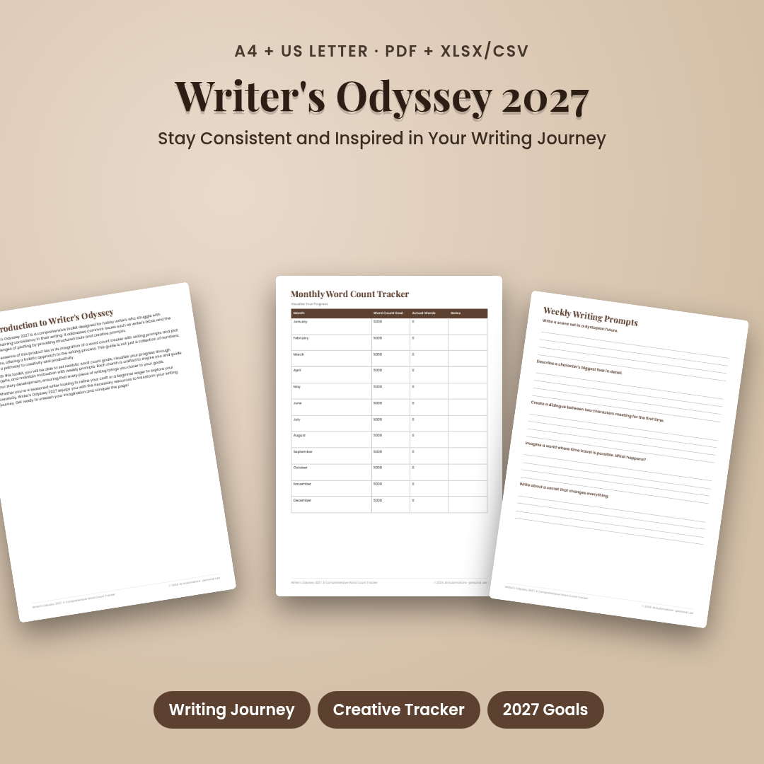 Writer's Odyssey 2027: A Comprehensive Word Count Tracker