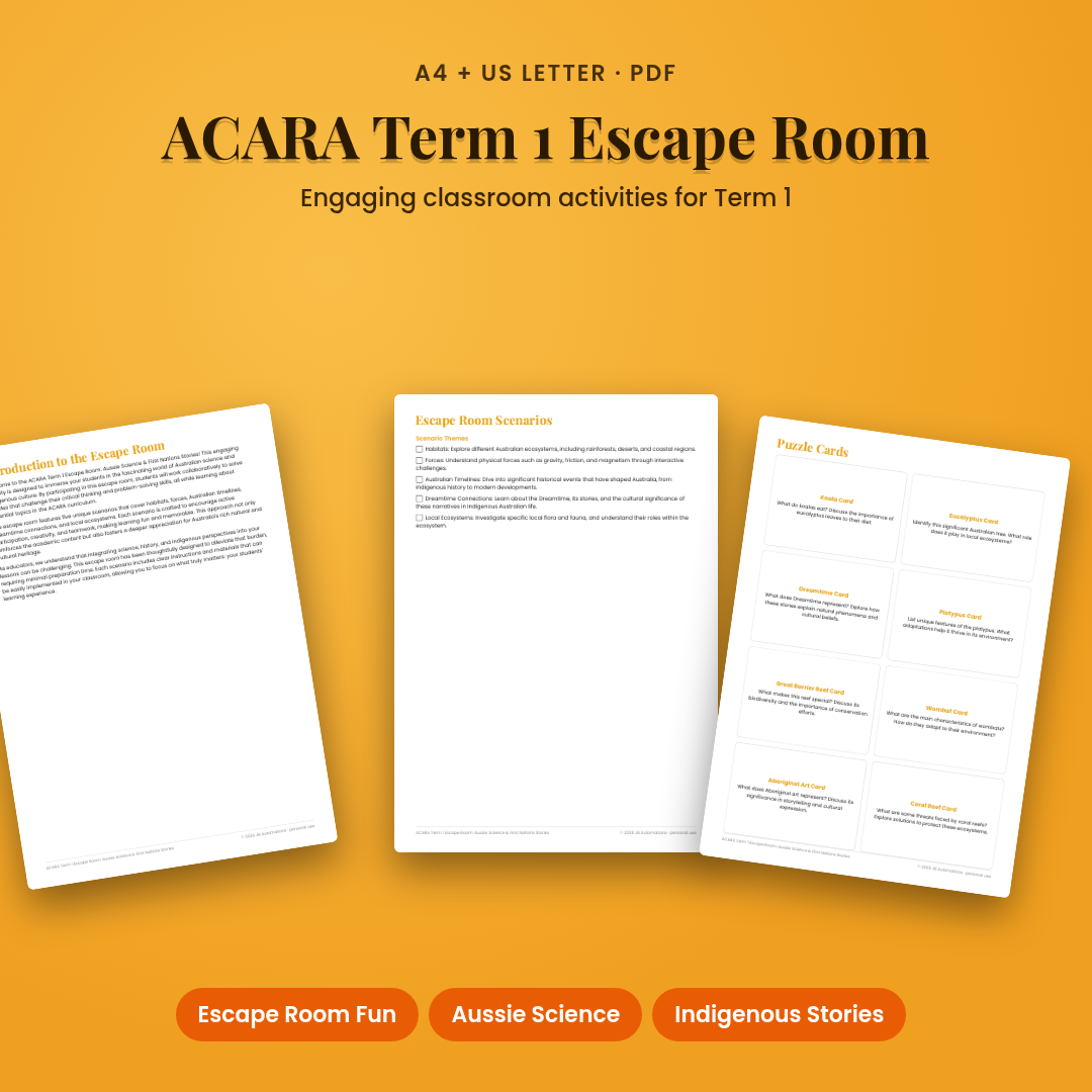 ACARA Term 1 Escape Room: Aussie Science & First Nations Stories