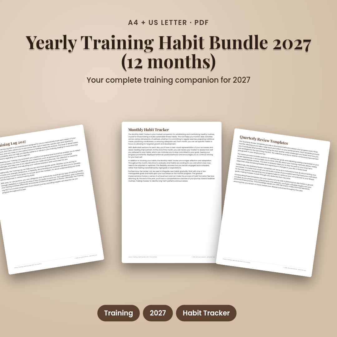 Yearly Training Habit Bundle 2027 (12 months)