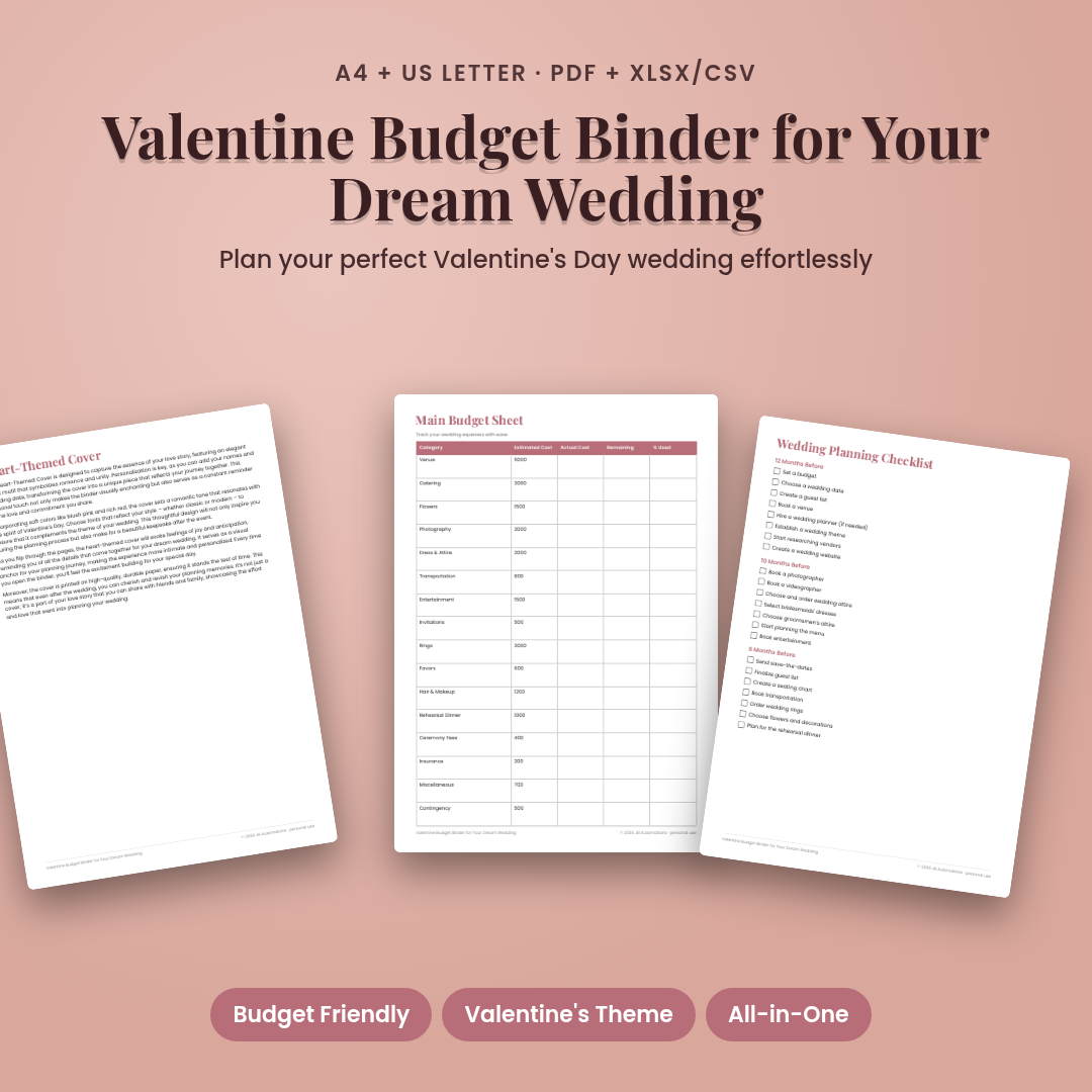 Valentine Budget Binder for Your Dream Wedding