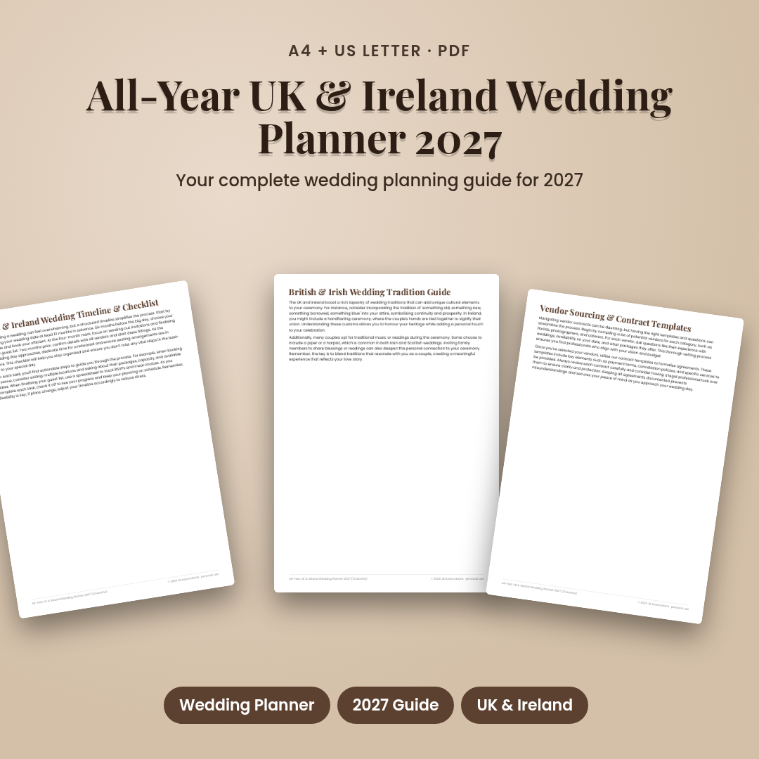 All-Year UK & Ireland Wedding Planner 2027 (12 Months)