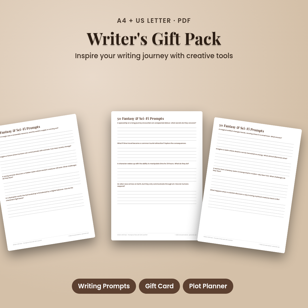 Writer's Gift Pack - Prompts & Plots with Gift Card PDF
