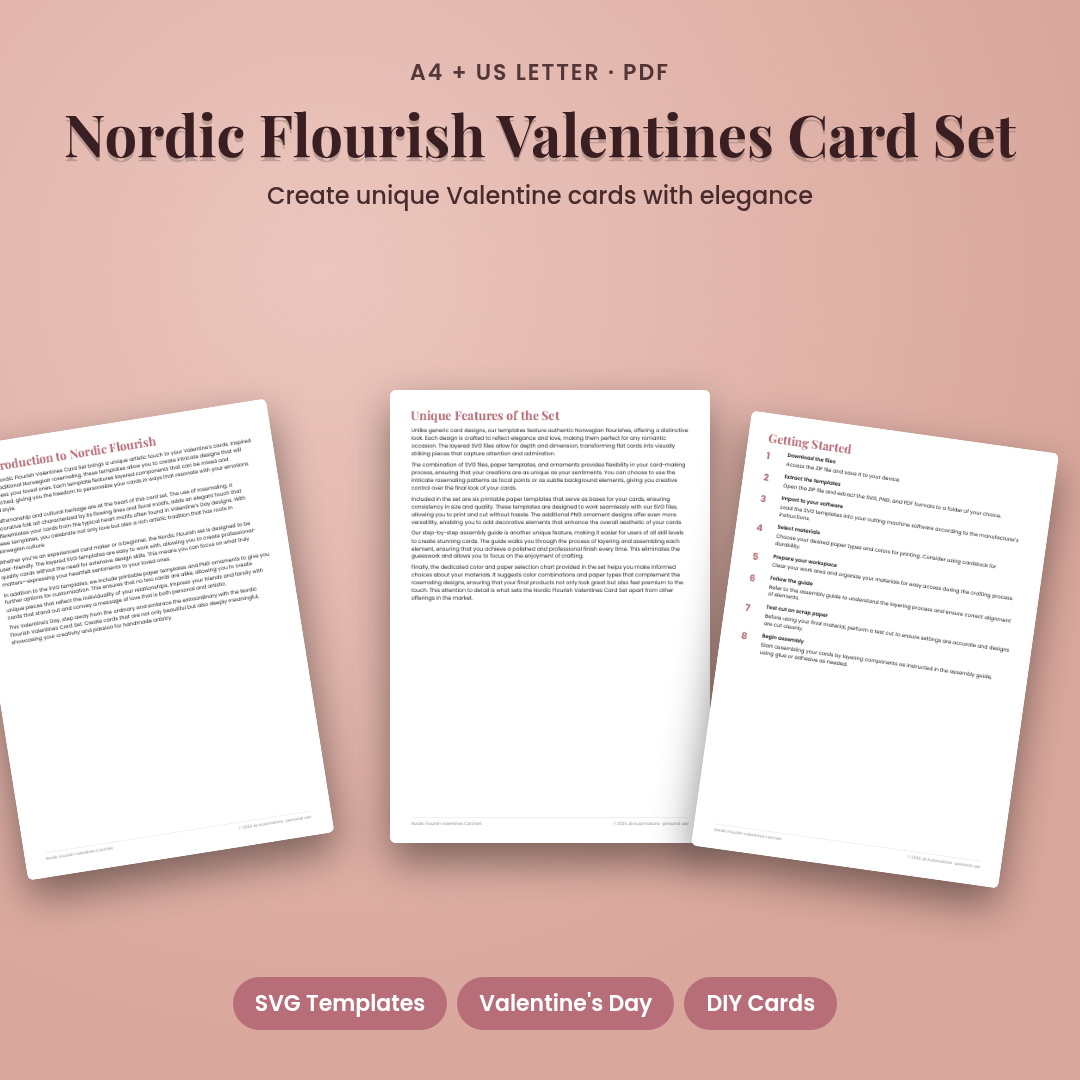 Nordic Flourish Valentines Card Set