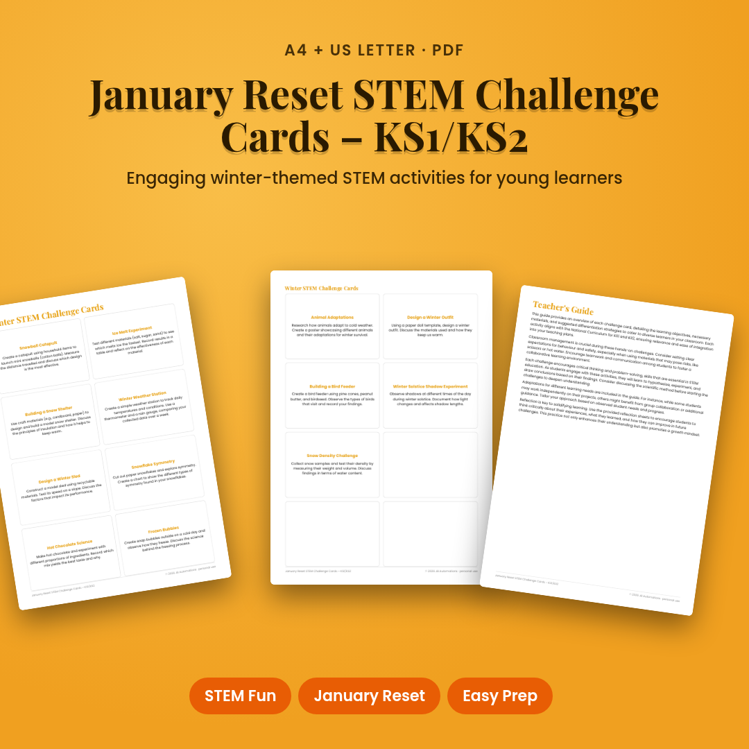 January Reset STEM Challenge Cards – KS1/KS2
