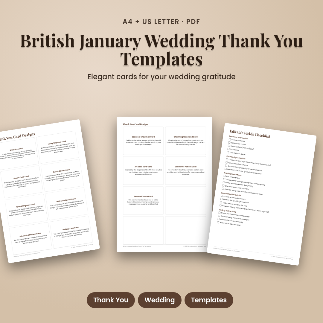 British January Wedding Thank You Templates