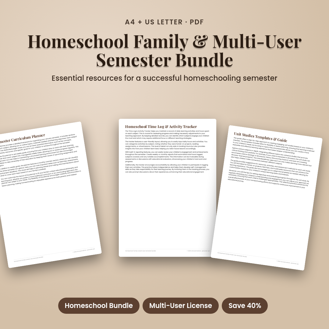 Homeschool Family &amp; Multi-User Semester Bundle