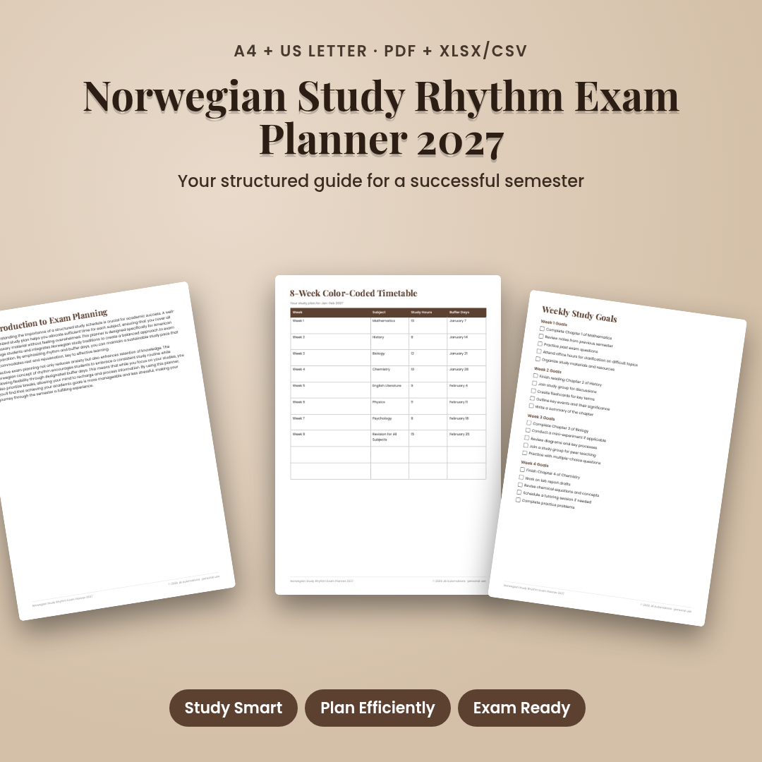 Norwegian Study Rhythm Exam Planner 2027