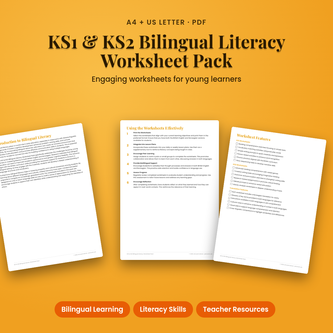 KS1 & KS2 Bilingual Literacy Worksheet Pack