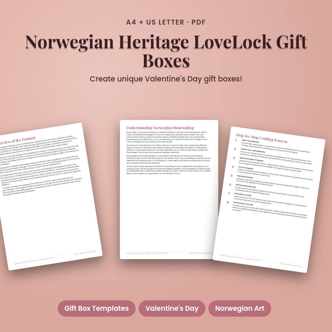 Norwegian Heritage LoveLock Gift Boxes - SVG Papercraft Templates