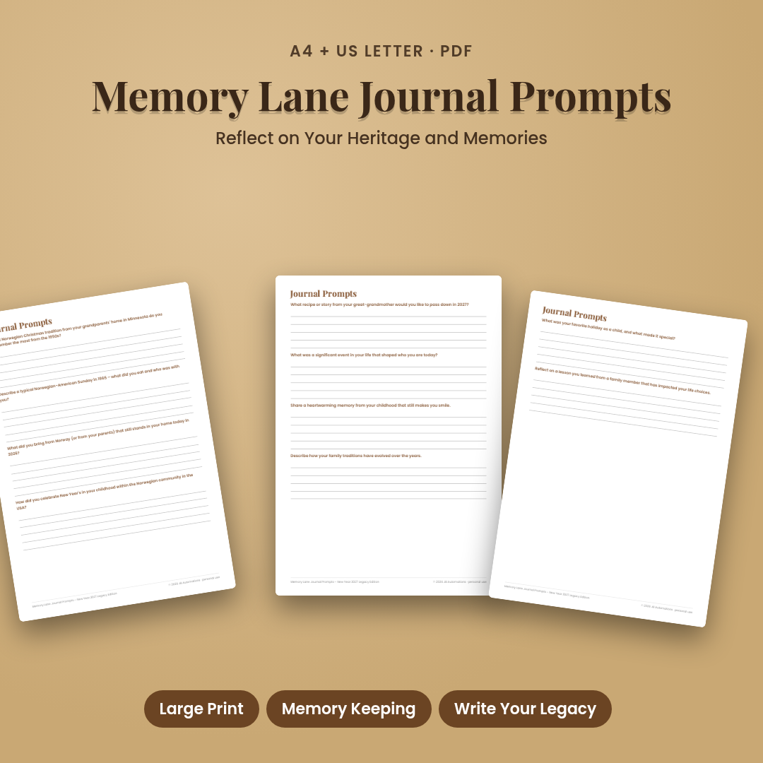 Memory Lane Journal Prompts – New Year 2027 Legacy Edition